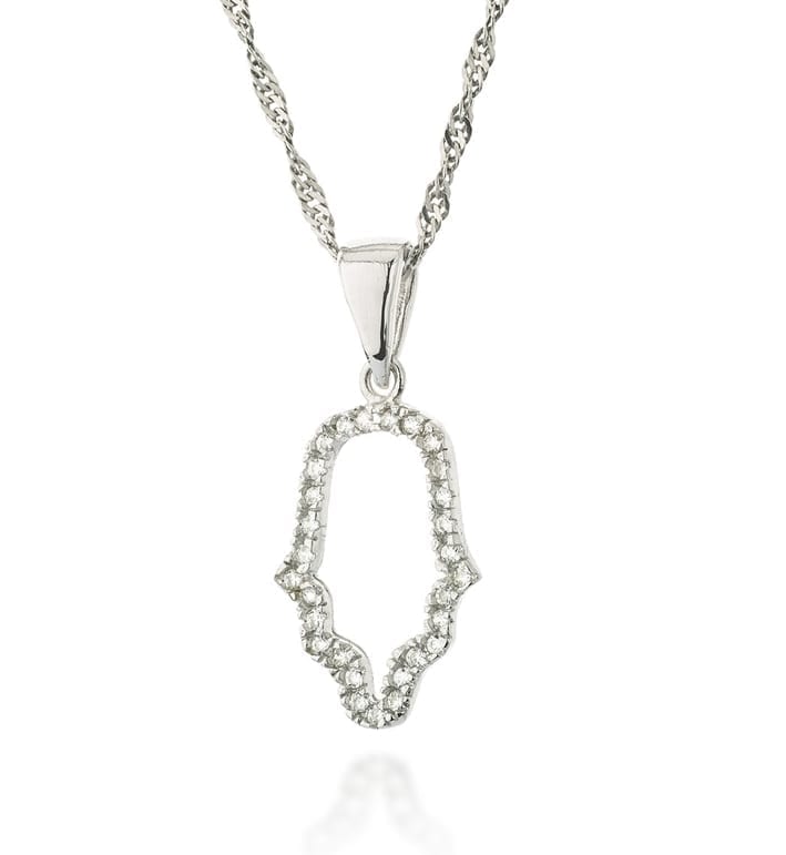 Sterling Silver Cut Out Hamsa outlined with Zircons Sterling Silver Cut Out Hamsa outlined with Zircons