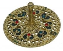Jeweled Round Dreidel with Hearts - Gold Plated