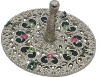 Jeweled Round Dreidel with Hearts - Pewter