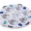 Hand Painted Stainless Steel Laser Cut Seder Plate - Blue Pomegranates