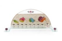 Lily Art Glass Arched Hanukkah Menorah with Rainbow Pomegranates