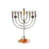 Decorative Colorful  Aluminum Hanukkah Menorah with Dreidel Charm