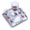 Judaica Hand Made Painted Wine Cup Set in Glass & Stainless Steel Pomegranates