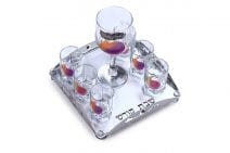 Judaica Hand Made Painted Wine Cup Set in Glass & Stainless Steel Pomegranates