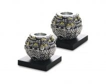 Judaica Shabbat Candle Holder Jerusalem Ball Electroformed Silver