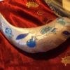 Judaica Shofar Ram Horn with Pomegranates& Blue Flowers