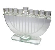 Judaica Hanukkah Menorah Crystal Harp Design Jewish