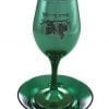 Green Glass Kiddush Cup with Grapes Hebrew Text and Matching Plate Judaica