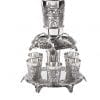Judaica Silver Fountain with 6 Cups Jerusalem Theme Israel Gift