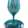 Judaica Blue Glass Kiddush Cup with Grapes Hebrew Text & Matching Plate