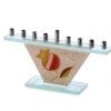 Cone Glass Hanukkah Menorah with Bright Pomegranate