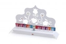 Menorah Hannukah Cut Laser Pomegranates Colorful Strip and Crystals Israeli Art