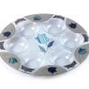 Passover Pessach Seder Plate with Blue and Silver Striped Tulips