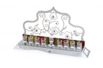 Laser Menorah Hannukah with Pomegranates Colorful Strip and Crystals