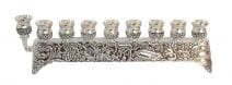 Aluminun Menorah Hanukkah 9 Branches Featuring Hanukkah Items