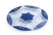 Lily Art Glass Seder Plate with Star of David and Floral Pattern