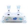 Lily Art Hand Made Painted Glass 3.9” Candlesticks and Tray Blue and Turquoise Pomegranates