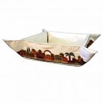 Yair Emanuel Passover Folding Basket for Matza Jerusalem Theme Embroidered