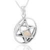 Kabbala Mystic Merkaba 3D Magen David Pendant with Circle and Calcite