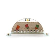 Glass Arched Hanukkah Menorah with Funny Dreidels Judaica