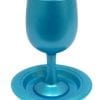 Anodized Aluminum Kiddush Cup with Plate Turquoise
