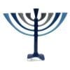 Judaica Enamel Hanukkah Menorah with Blue Shamash and Branches in Blue and Gray