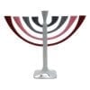 Judaica Enamel Hanukkah Menorah Silver Shamash and Branches in Red, Pink and Gray