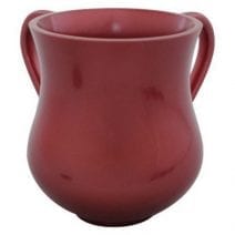Judaica Jewish Red Polyresin Washing Cup Traditional Shape Netilat Yadayim