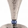 Anodized Aluminum Hammer Work Kiddush Cup with Plate Yair Emanuel Judaica