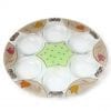 Lily Art Seder Plate with Colorful Flowers and Start of David in Green