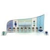Judaica Hanukkiah Glass Hanukkah Menorah Israel Flag and Candles Lit Wave Design