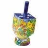 Yair Emanuel Sevivon Wooden Dreidel with Stand Holly Jerusalem Hanukkah