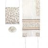 Embroidered White & Gold Tallit Set – Pomegranates- Tallitsack