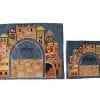 Yair Emanuel Tallit & Tefillin Bag Set Embroidered Jerusalem Gate on Blue