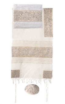 Yair Emanuel Tallit Set Hand Full Embroidered The Matriarchs in Silver