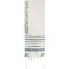 Yair Emanuel Tallit Wool Pomegranates Embroidered Atara & Corners in White & Gray
