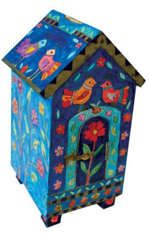 Jewish Charity Tzedakah Box with Birds and Flowers Yair Emanuel