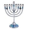 Aluminum & Blue Hanukkah Menorah with Dreidel Charm
