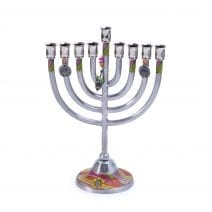 Aluminum Hanukkah Menorah with Dreidel Charm