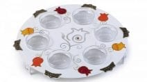 Lily Art Hand Painted Stainless Steel Seder Plate Pomegranates Theme.