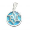 925 Silver Light Blue Opal Jesus Messianic Pendant