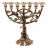 Blooming Menorah in Brown with Emerald Crystals
