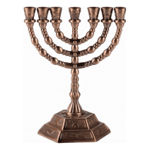7 Branch Menorah Twelve Tribes of Israel in Cooper