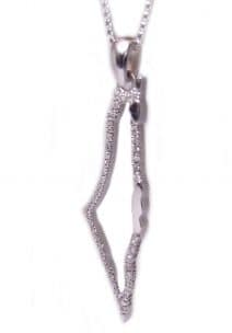 Israel Map Sterling Silver Necklace with Outline Zircon 