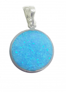  925 Silver Light Blue Opal Jesus Messianic Pendant 