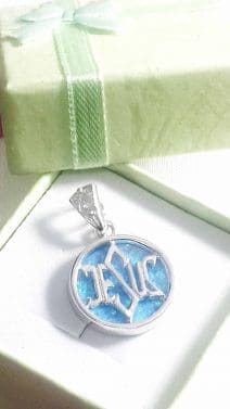  925 Silver Light Blue Opal Jesus Messianic Pendant 