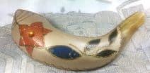  Hand Painted Ram Horn Shofar, Grafted In - 13.3in