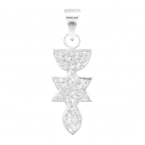 925 Silver Grafted Messianic Star of David Menorah Fish with White Ferido Zircon