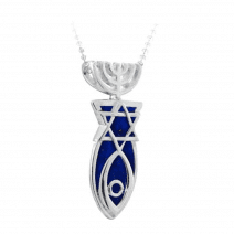 Pendant Grafted In Messianic Symbol in Blue - 925 Sterling Silver