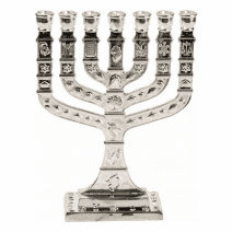 7 Branch 12 Tribes Menorah Plated in Silver